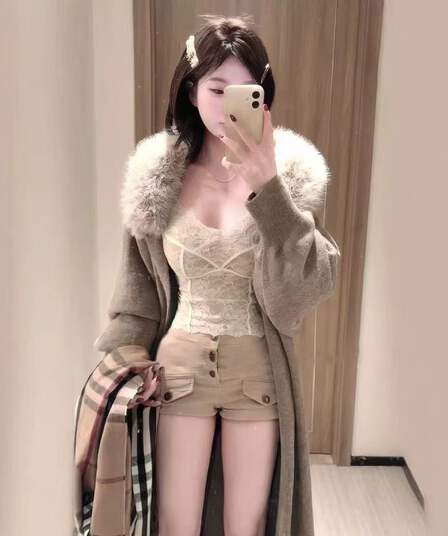 한 부서 느긋한 센스 모피 칼라 재킷 롱 코트 바람막이 가을 겨울철 새로운 루즈핏 니트 오픈 가디건 스웨터 두꺼운 코트