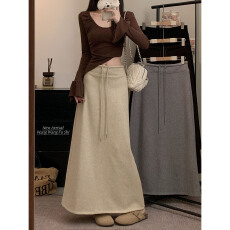 批发<b class='q'>大码</b>！加绒半身裙女2025休闲百搭显瘦后开叉直筒中长裙