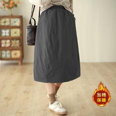 批发实拍2025冬季新款复古简约夹棉加厚大码<b class='q'>半身裙</b>保暖时尚中长款裙子