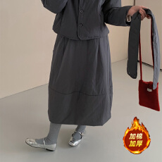 批发2025冬季新款韩系大码设计感纯色休闲宽松显瘦百搭花苞裙<b class='q'>半身裙</b>子