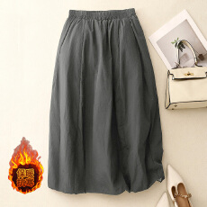 批发实拍2025冬季新款宽松大码复古简约花苞夹棉加厚保暖中长款<b class='q'>半身裙</b>