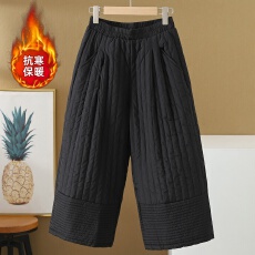 批发实拍2025冬季新款宽松大码阔腿裤显瘦<b class='q'>女</b>百搭慵懒直筒休闲八分棉裤