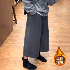 批发2025冬季新款加棉加厚宽松大码七分直筒裤靴裤时尚女遮胯阔腿棉裤