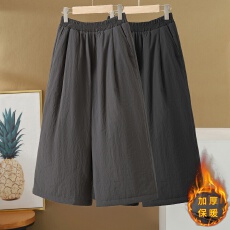 批发实拍2025冬季新款韩系宽松大码加棉厚A字阔腿裤七分裤夹棉休闲裤