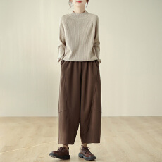 批发实拍2026春季新款大码胖MM显瘦垂感百搭宽松可水洗香蕉裤女萝卜裤