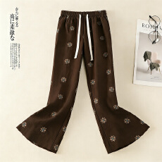 批发实拍2026夏季新品<b class='q'>棉麻</b>印花大码宽松显瘦清凉微喇九分<b class='q'>裤</b>遛弯阔腿<b class='q'>裤</b>