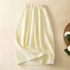 批发2026年新品春夏气质国风中式花苞半身裙女休闲花朵浮雕提花中长裙