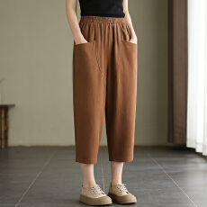 批发实拍2026新款女夏季大码宽松萝卜凉爽<b class='q'>哈伦裤</b>胖mm休闲天丝麻七分裤
