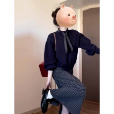 批发学院风毛衣针织<b class='q'>连衣裙</b>子<b class='q'>女</b>2025秋冬新款miu里miu气穿搭套装长<b class='q'>裙</b>