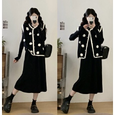 批发实拍<b class='q'>大码</b>女装秋冬新款小香风立体花朵毛衣马甲+针织打底两件套