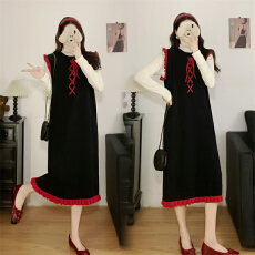 批发实拍新款~时尚毛衣针织两件套连衣裙秋冬胖mm显瘦针织<b class='q'>大码</b>打底裙