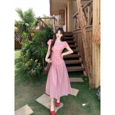 批发大码法式<b class='q'>连衣裙</b>女装夏季2026新款收腰显瘦显白减龄高级感中长裙女