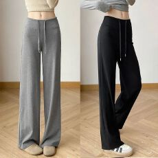 批发休闲裤女夏款2026高腰显瘦夏季新款垂感宽松阔腿直筒<b class='q'>运动</b>裤卫裤