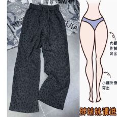 批发今年流行豹纹印花休闲裤2026年秋<b class='q'>冬</b>季新款高腰显瘦窄版阔腿裤女潮