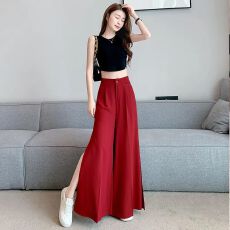 批发已出货 开叉垂感设计感阔腿裤女休闲裤<b class='q'>长裤</b>夏季薄款新款百搭裤子