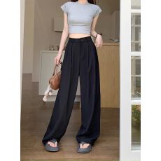批发高腰垂感<b class='q'>西装</b>裤裤女韩系夏季2026气质宽松休闲百搭拖地直筒阔腿裤
