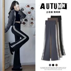 批发夏季新款条纹显瘦喇叭<b class='q'>裤</b><b class='q'>微喇</b><b class='q'>裤</b>鲨鱼<b class='q'>裤</b>高腰<b class='q'>提</b><b class='q'>臀</b>休闲收腹<b class='q'>裤</b>子