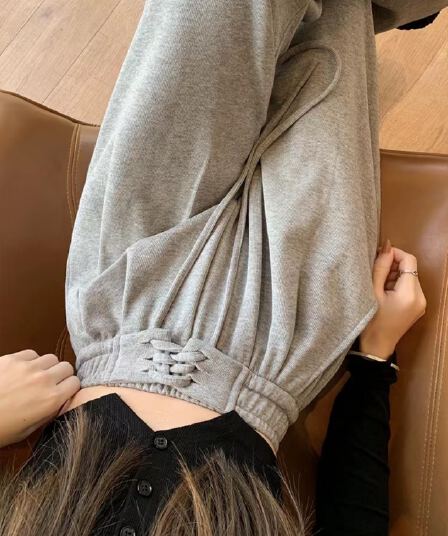 있음 선적 이른 가을 스트랩 운동 바지 새로운 하이웨이스트 도루 센스 슬림해 보이는 좁은 에디션 스트레이트 캐주얼 넓은 다리 길이 바지