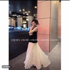批发CHICHEN-琉光裙一流光纱高级感大<b class='q'>裙摆</b>百褶半身裙➕<b class='q'>上衣</b>