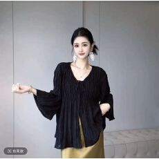 批发设计感褶皱肌理小众高级感打底上衣百搭时尚显瘦<b class='q'>长袖</b><b class='q'>韩版</b>宽松