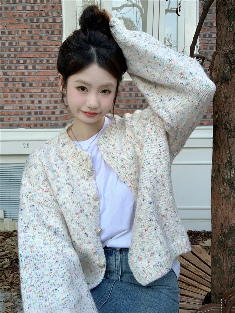 한국인기 라운드넥 루즈핏 컬러 포인트 가디건 상세 이미지 12