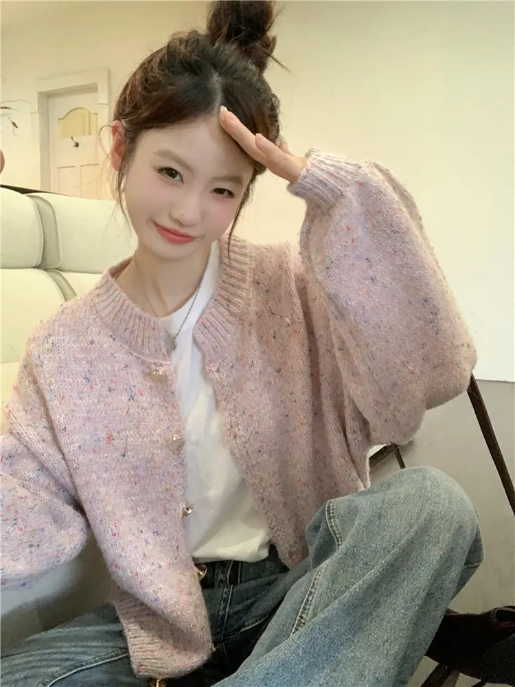 한국인기 라운드넥 루즈핏 컬러 포인트 가디건 상세 이미지 23