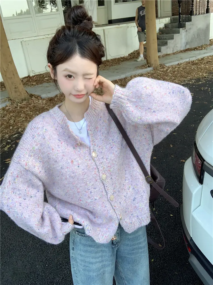 한국인기 라운드넥 루즈핏 컬러 포인트 가디건 상세 이미지 24