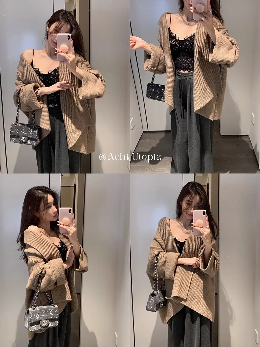 폴드 칼라 루즈핏 미디 가디건 상세 이미지 2
