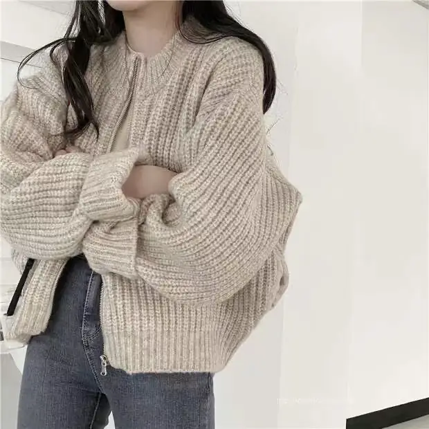 한국인기 루즈핏 지퍼 니트 가디건 상세 이미지 5