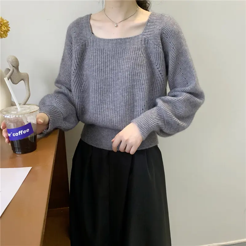 러블리 스퀘어넥 루즈핏 니트 상세 이미지 14