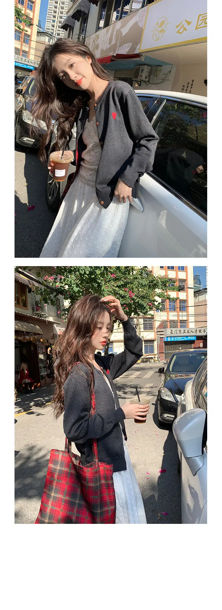 하트 자수 니트 가디건 상세 이미지 4