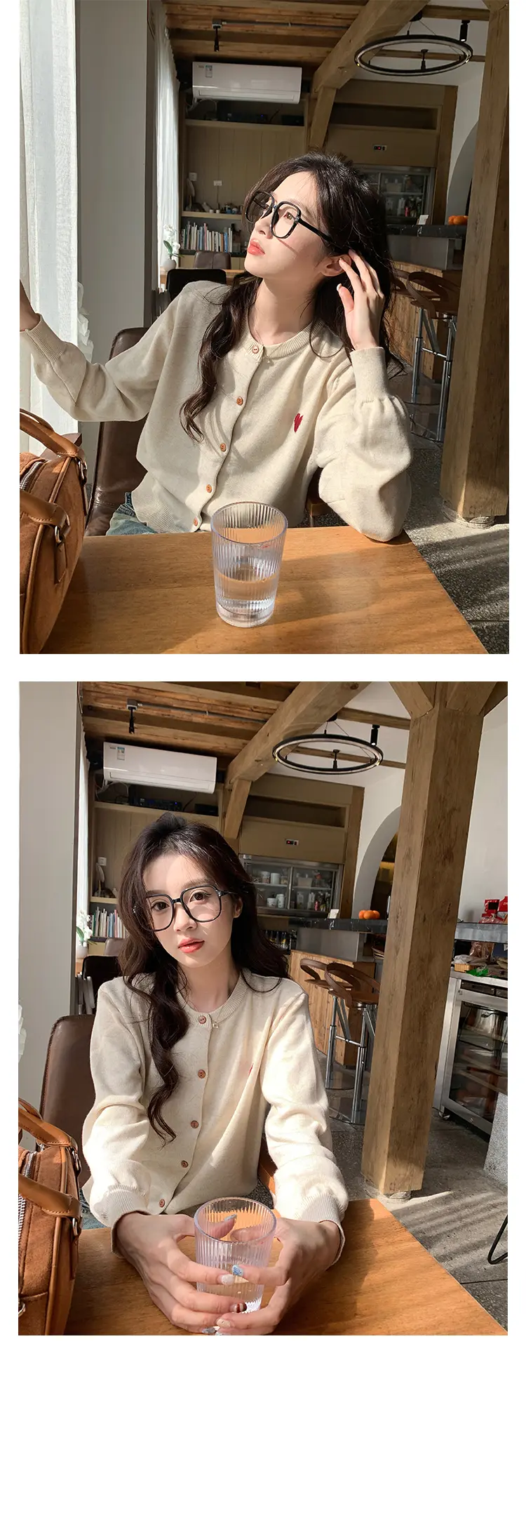 하트 자수 니트 가디건 상세 이미지 26