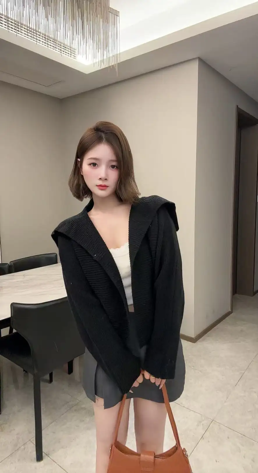 숄 칼라 루즈핏 크롭 배트윙 니트 가디건 상세 이미지 7