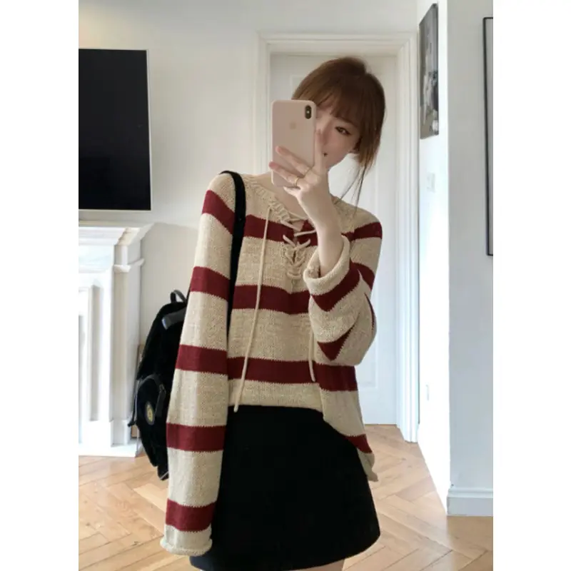 한국인기 시스루 스트라이프 니트 상세 이미지 4