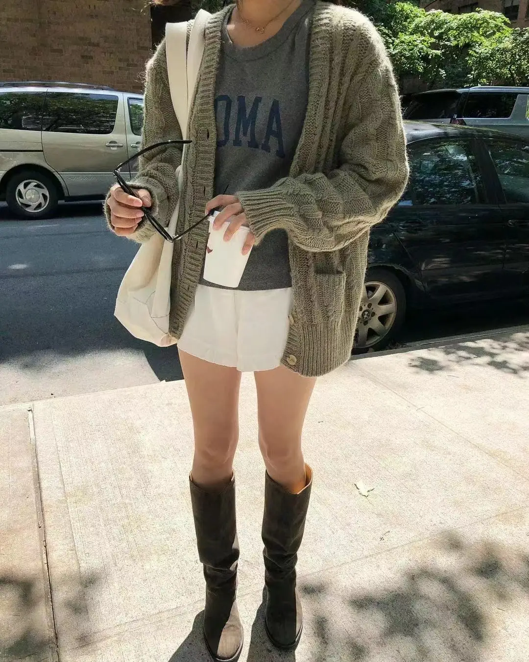 빈티지 케이블 니트 카디건 상세 이미지 4