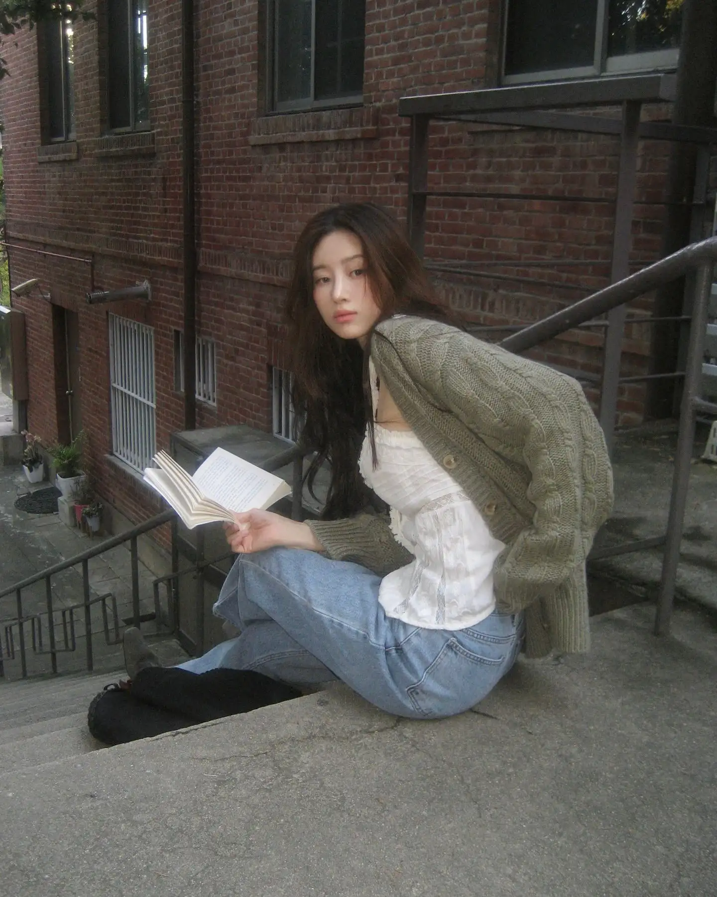 빈티지 케이블 니트 카디건 상세 이미지 7
