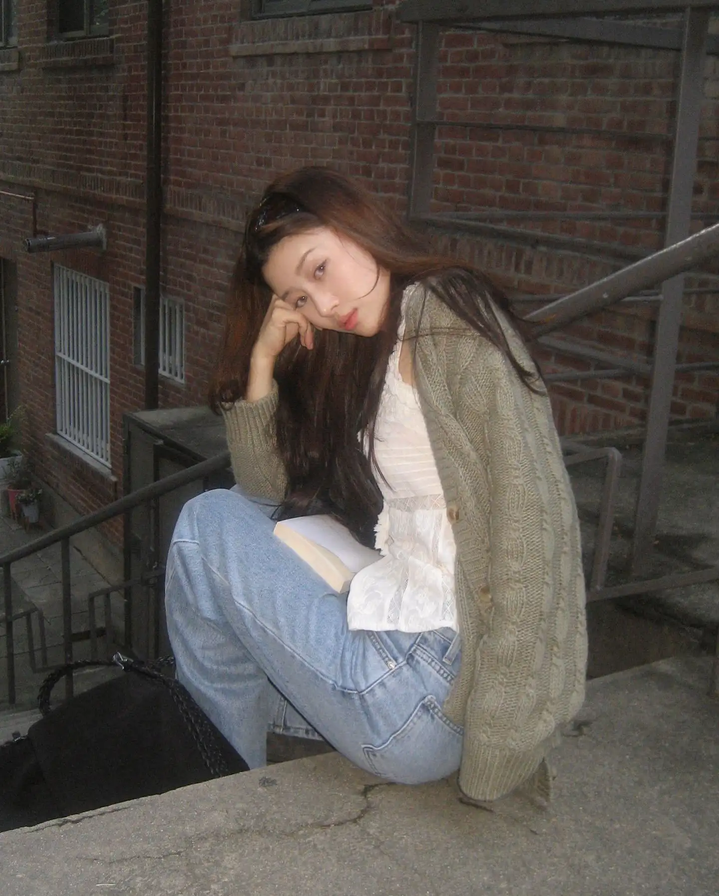빈티지 케이블 니트 카디건 상세 이미지 8