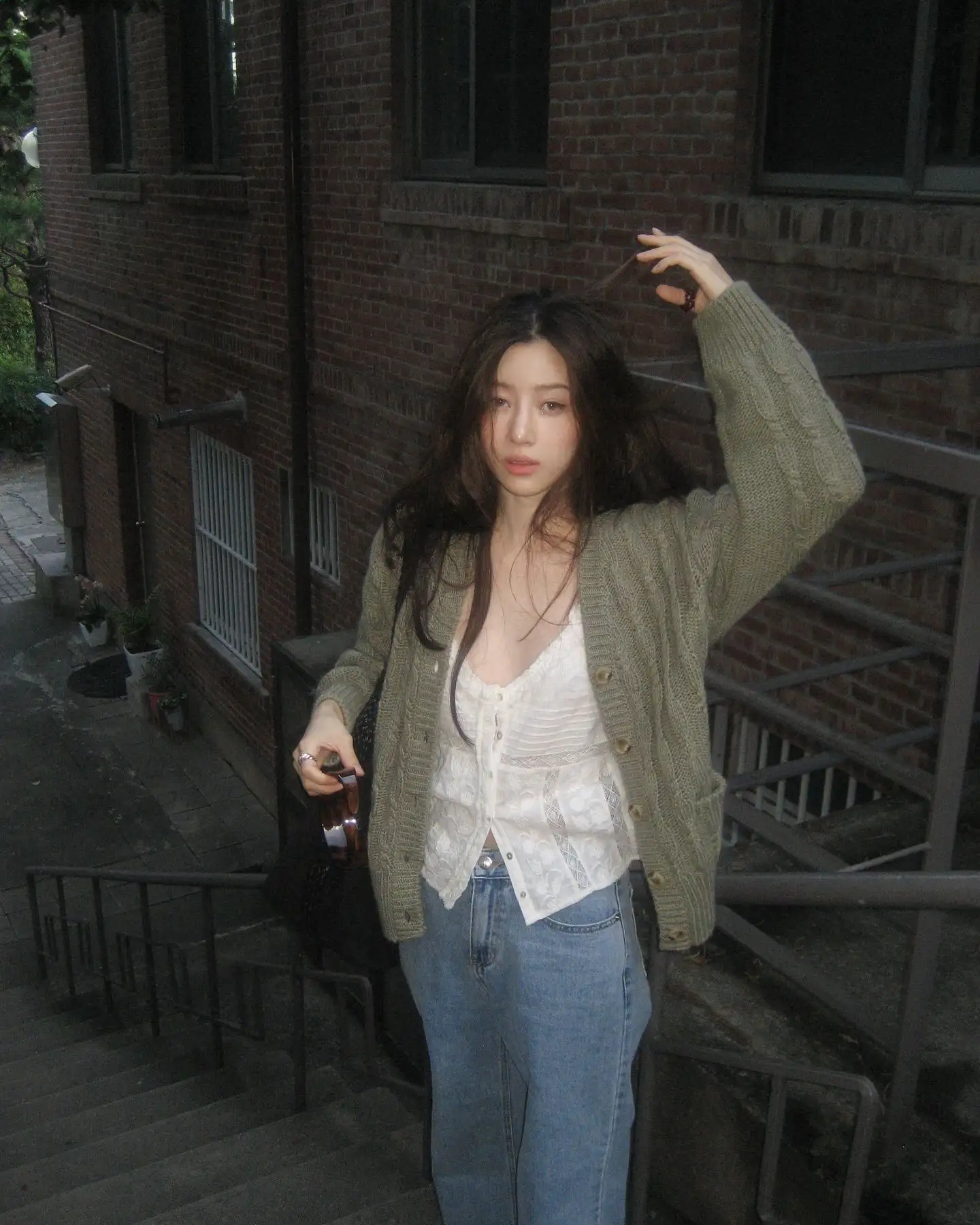 빈티지 케이블 니트 카디건 상세 이미지 9