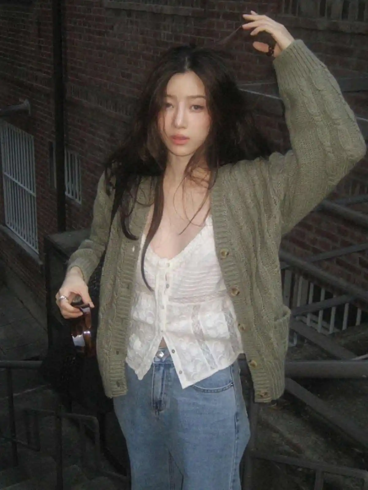 빈티지 케이블 니트 카디건 상세 이미지 20