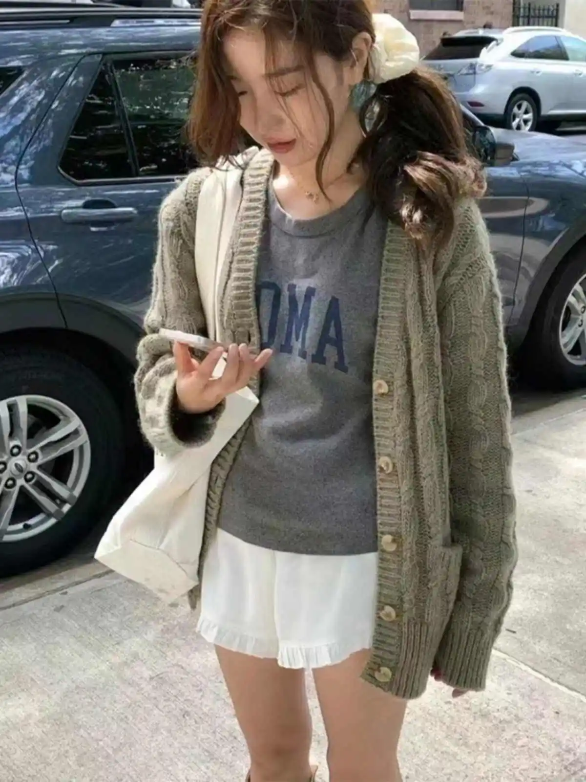 빈티지 케이블 니트 카디건 상세 이미지 22