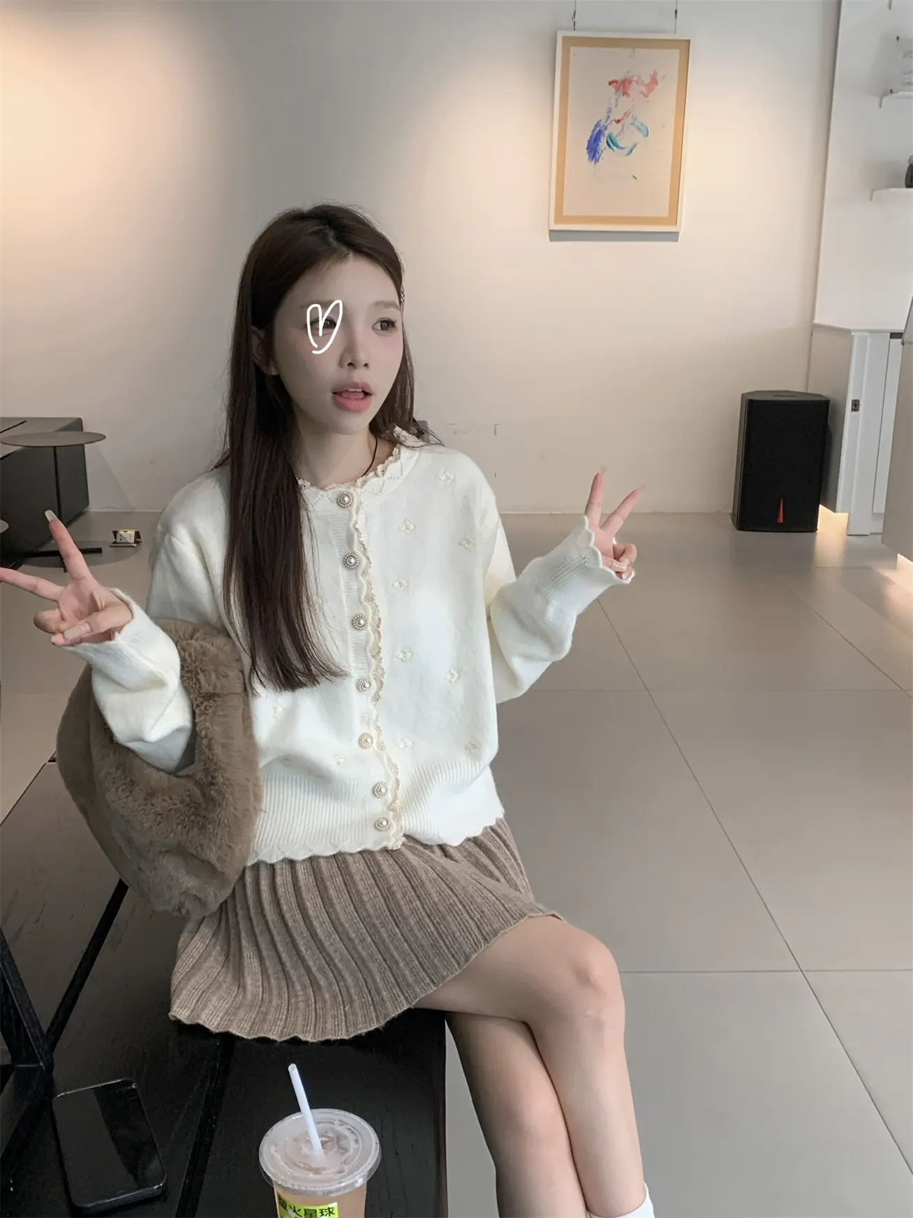 자수 레이스 니트 카디건 상세 이미지 10