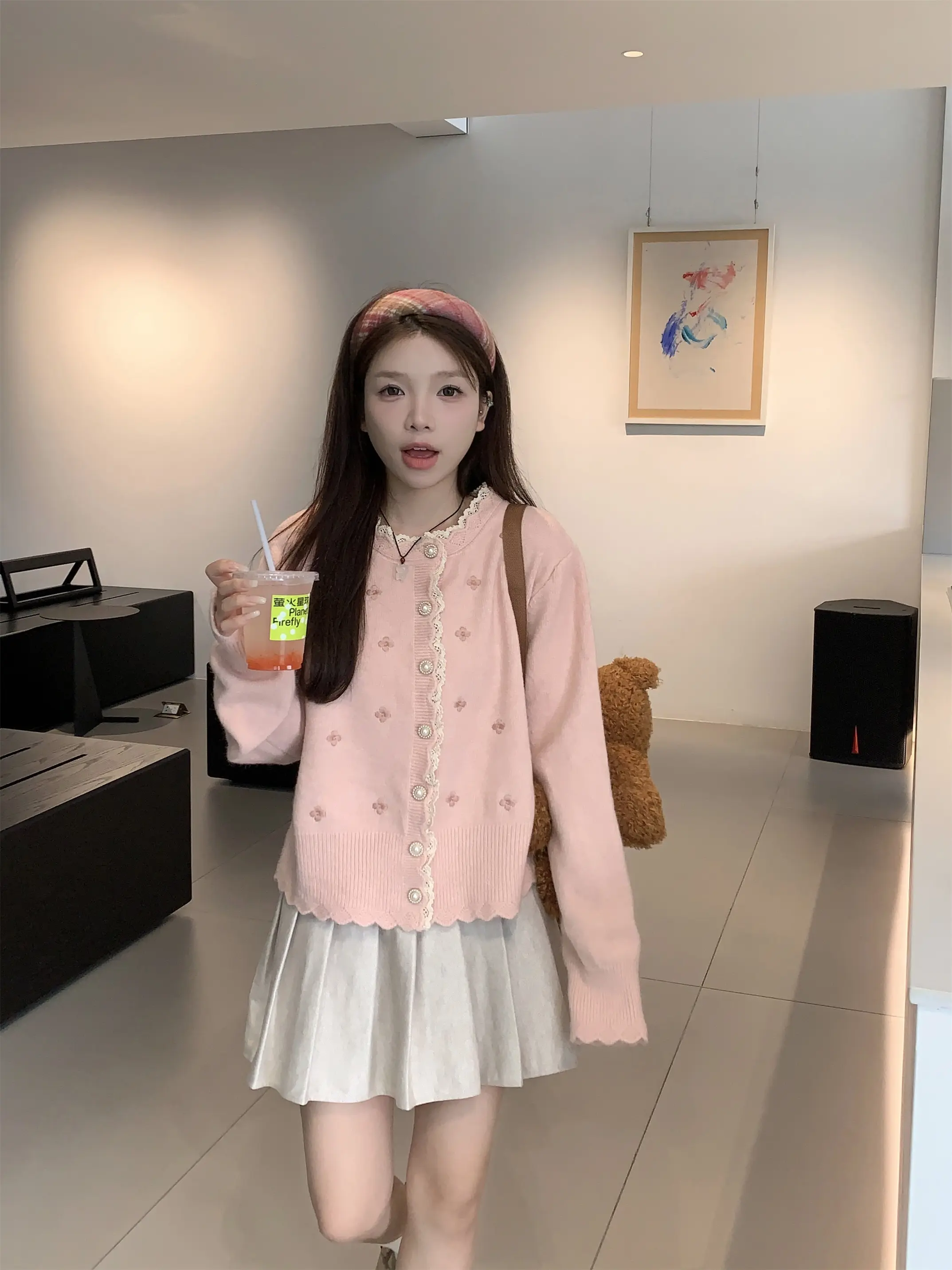 자수 레이스 니트 카디건 상세 이미지 19