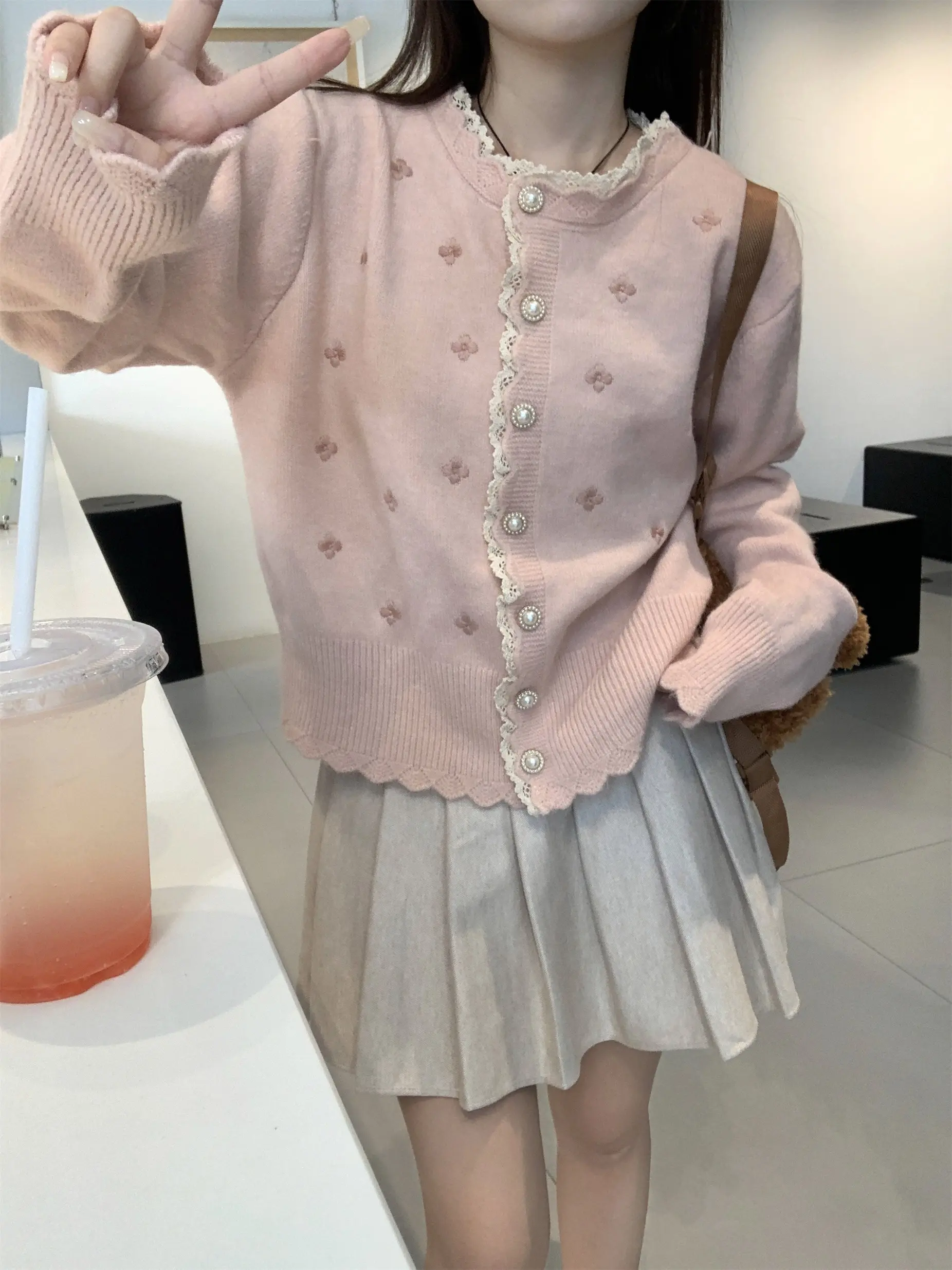자수 레이스 니트 카디건 상세 이미지 30