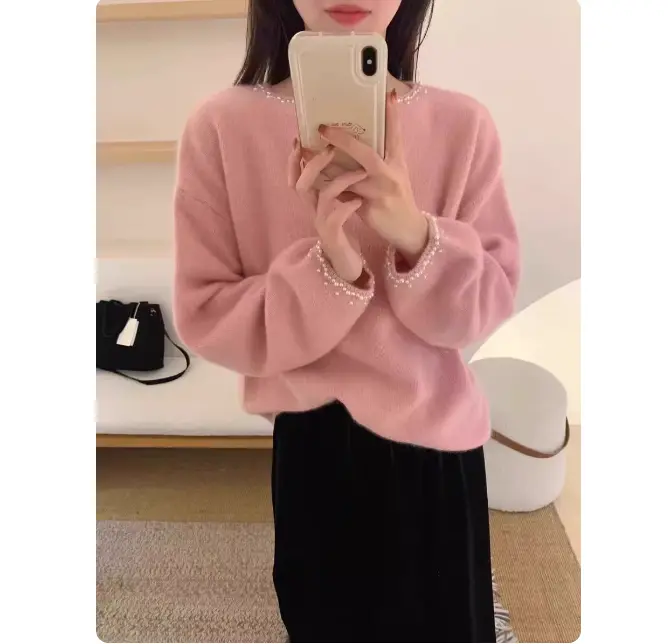 프랑스풍 진주 장식 니트 상세 이미지 6