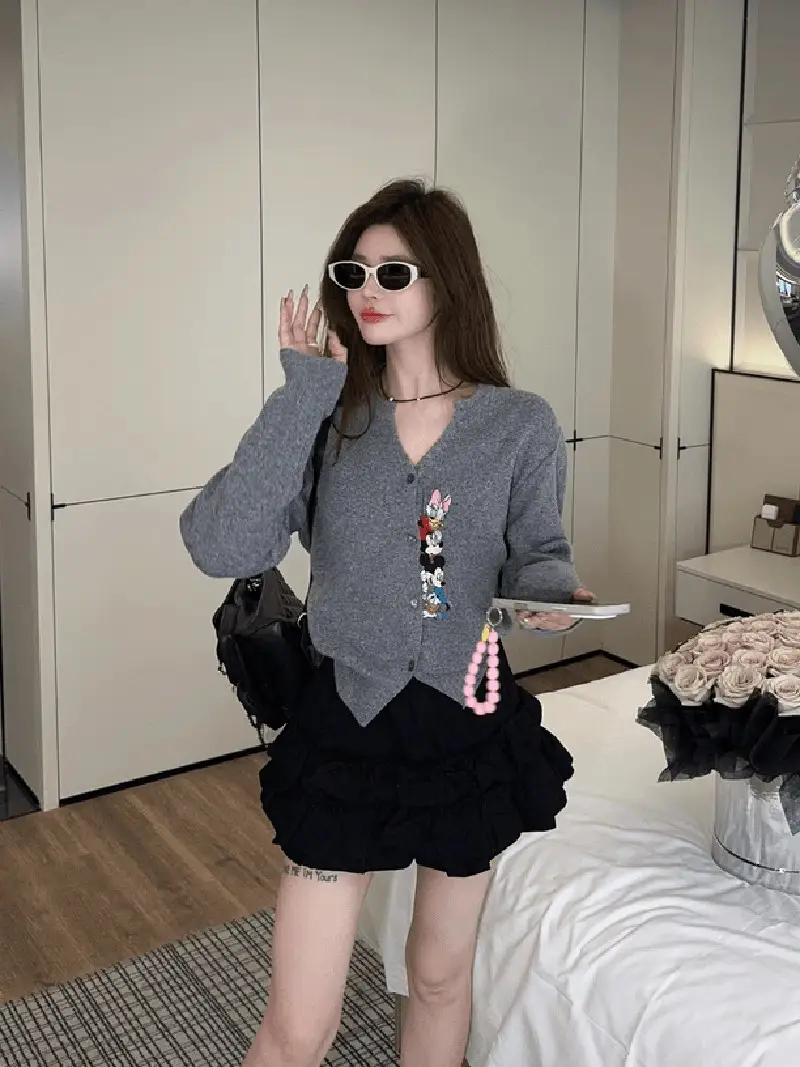 자수 니트 카디건 상세 이미지 8
