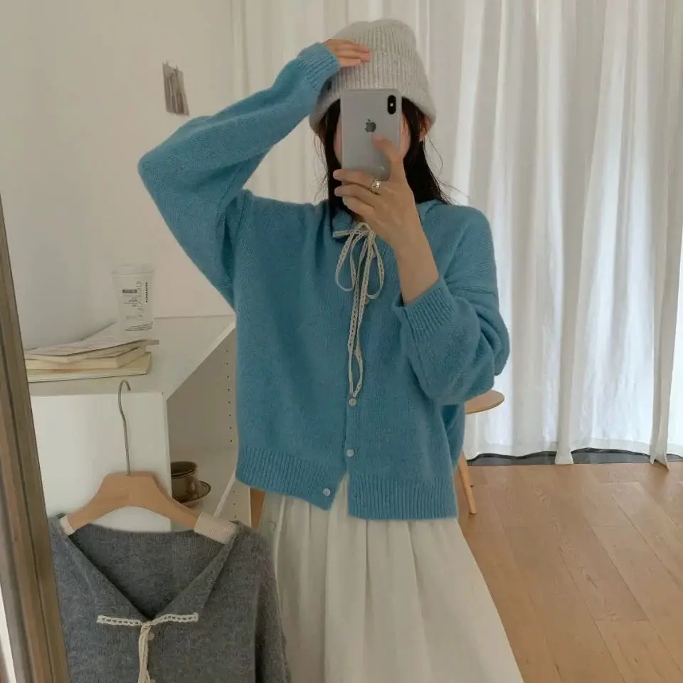 한국인기 러블리 리본 레이스 끈 가디건 상세 이미지 5