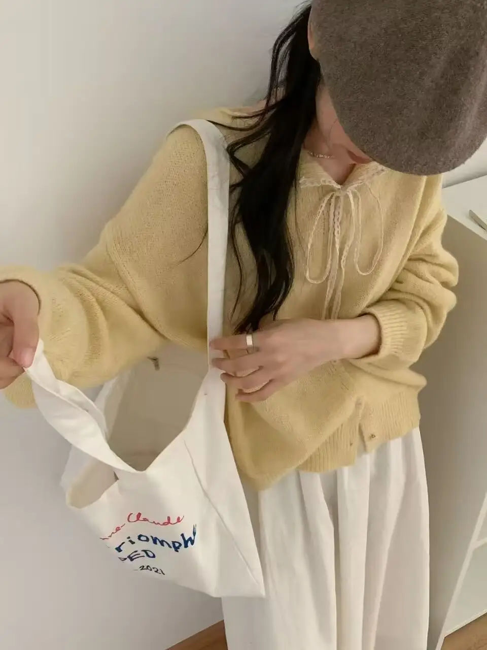 한국인기 러블리 리본 레이스 끈 가디건 상세 이미지 6