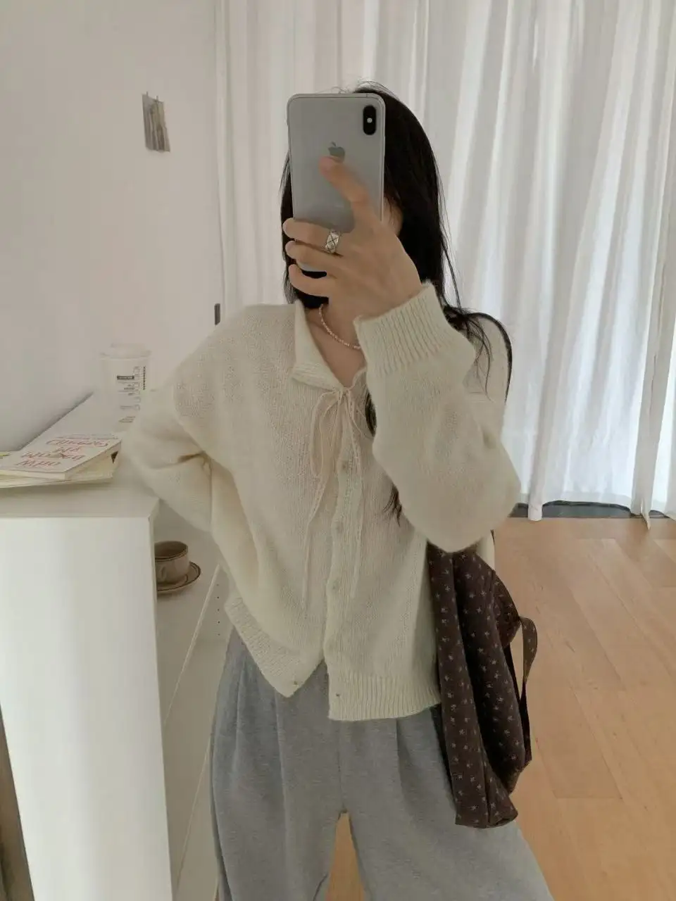 한국인기 러블리 리본 레이스 끈 가디건 상세 이미지 8