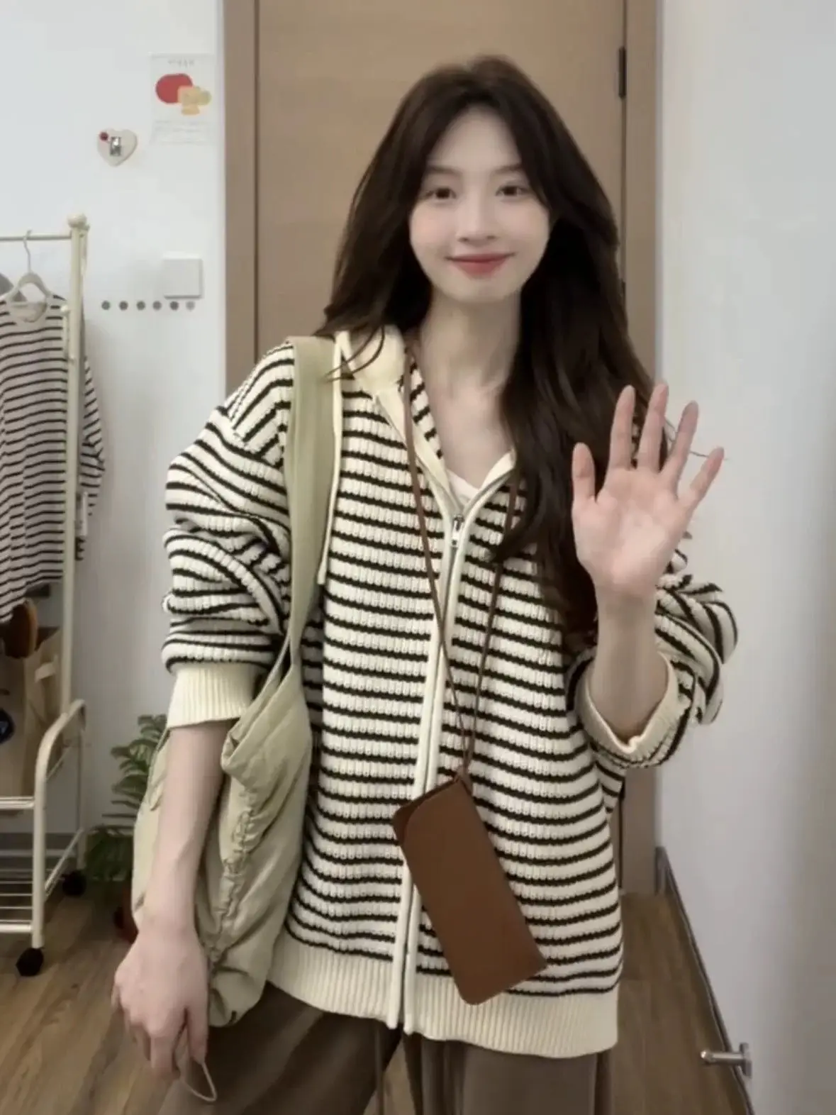 한국인기 루즈핏 스트라이프 가디건 상세 이미지 4