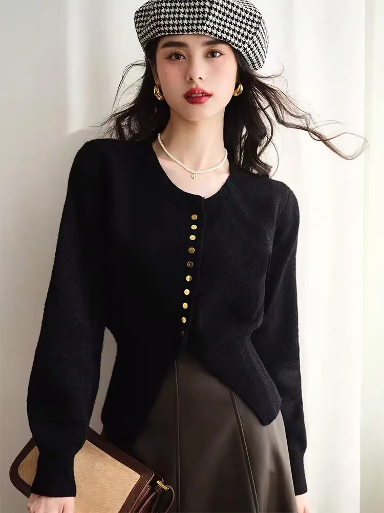 샤넬풍 화이트 니트 카디건 상세 이미지 8